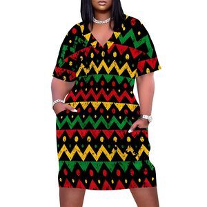 5264 ’s Oversized Tshirt Dresses African Prints Loose Dress Plus Size